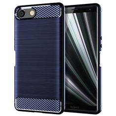 Capa para Sony Xperia Ace, capa de material de fibra de carbono, suave antiderrapante, macia, anti-impressões digitais, capa totalmente protetora para Sony Xperia Ace