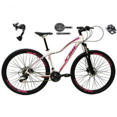 Bicicleta Aro 29 Ksw Mwza Feminina Shimano Alívio E Altus 27v F/hidráulico Garfo Trava - Branco/pink/violeta Tam.15