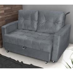Sofá Cama Para Sala De Estar Cross Veludo Chumbo