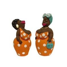 Namoradeira Boneca Varanda Estatua Decorativa Enfeite Africana Em Gess