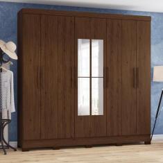 Roupeiro 8 Portas 04 Gavetas Com Espelho B51 Castanho - Briz Móveis - 