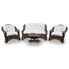 Conjunto de Sofá Fibra Sintética Melo - 1 Sofá 2 L + 2 Poltronas + 1 M