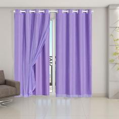 Cortina Blackout Pvc Com Tecido Voil 2,80 M X 2,30 M Lilás