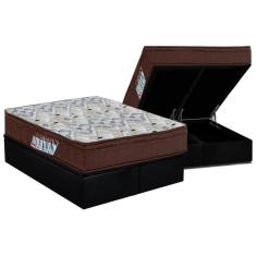 Cama Box Baú Queen: Colchão Ortopédico Ortobom D45 / Ep Iso 150 Mega Firme + Base Black(158X198)