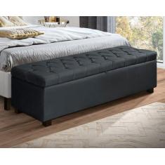 Recamier Baú Divã Sara 195cm P/ Cama King Sapateira Pés de Madeira - D