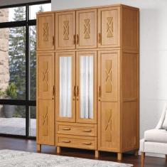 Guarda-Roupa Casal 8 Portas e 2 Gavetas com Espelho em Madeira Dallas 