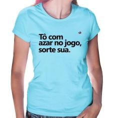 Baby Look Tô com azar no jogo, sorte sua - Foca na Moda, Azul bebê, GG