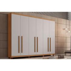 Guarda Roupa 6 Portas E 6 Gavetas C- Pés Pernambuco Naturale-off White - Rufato