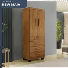 Guarda Roupa New Maia 2 Portas 4 Gavetas com Chave Benetil Móveis - Cinamomo