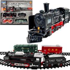 Brinquedo trem carga Ferrorama Grande 320cm trilho à pilha - Marca