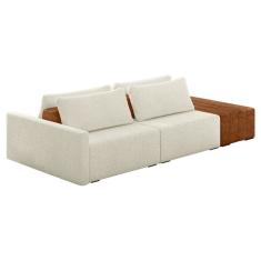 Sofá Ilha Modular Living com Puff 232cm Georgia K04 Bouclê Bege/Caramelo - Mpozenato
