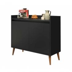 Buffet Aparador Retrô Delux 2 Portas Preto - Moveisaqui