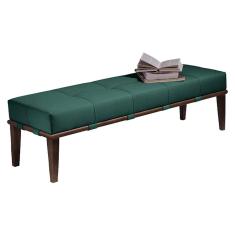 Recamier Decorativo 140cm Martínez Veludo Pés Madeira Verde/Imbúia - Gran Belo