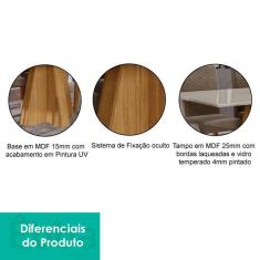 Mesa Retangular para Sala De Jantar 130x80 Tampo De Vidro/MDF Patricia Cimol Nature/Off White