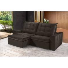Sofá Retrátil e Reclinável 2,70m ESTILO ESTOFADOS - CANCÚN com SoftGel D33 "MARROM"