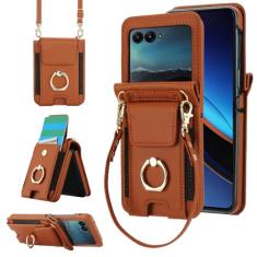 Capa de telefone para Motorola Razr 40 Ultra/Moto Razr Plus 2023 capa carteira com anel alça de pulso transversal cordão suporte para cartão de crédito bolsa de couro Razr+ 5G XT2321-3 mulheres homens