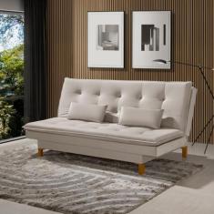 Sofá Cama Bangkok Costura Capitonê Moderna c/ Almofadas - TB Ecommerce