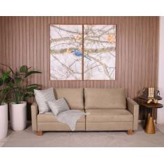 Sofá 3 Lugares 1,60m Fixo Veludo Plaza Marrom Claro - Straub Web