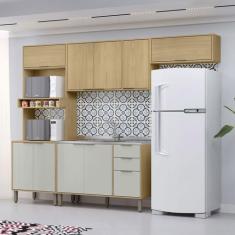 Cozinha Completa Olivia 10 Portas 2 Gavetas Castanho/Off White - Mx Mó