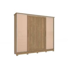 Guarda Roupa Casal 4 Portas De Correr E 4 Gavetas C- Pés Cb03n565 Nogueira-macadamia