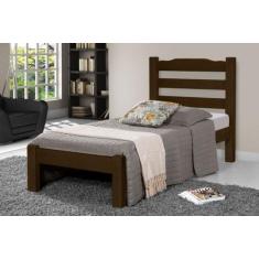 Cama de Solteiro Veneza de Madeira Maciça Tauari - Cor Castanho - SANT