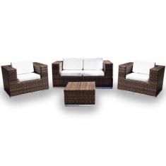 Conjunto de Sofá Fibra Sintética Quadrado - 1 Sofá 2L + 2 Poltronas + 