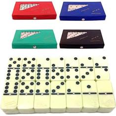 Jogo De Dominó De Osso Profissional Com 28 Peças Com Estojo De Maleta 