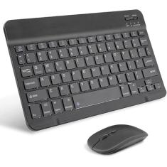 Teclado Sem Fio Bluetooth Recarregável Com Mouse - PRETO