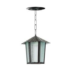 Pendente Colonial Sextavado Vidro Pontilhado - Preto