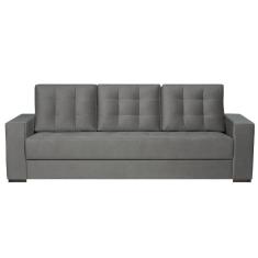 Sofá New Assento Fixo 2 Lugares De 0,90 E Braços De 0,22 Total 2,24 Veludo Cinza Chumbo