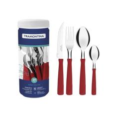 Faqueiro Tramontina New Kolor com Laminas em Aco Inox 24 Pecas Vermelh