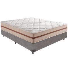 Cama Box Cinza E Colchão Classic 26 Cm Molas Ensacadas Casal Anjos