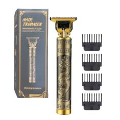 Máquina De Cortar Cabelo Profissional Dragão Acabamento Sem Fio Cabelo Barba Pezinho Recarregável 4 Pentes Óleo Escovinha Premium