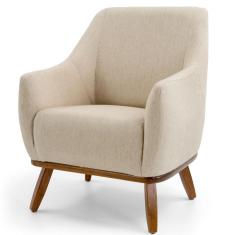 Poltrona Base Fixa De Madeira Paloma D02 Algodão Bege C-129