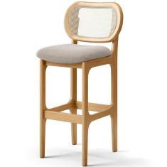 Banqueta Alta Para Cozinha Bancada Sala Tela Betta Fixa L02 Bouclê Bege - Lyam