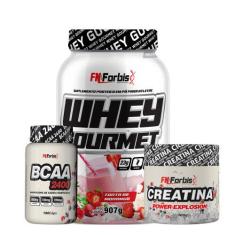Kit Whey Protein Gourmet Pote + Creatina 300g + BCAA 100 cáps - FN For