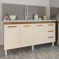 Balcão Cozinha Armário Gabinete para Pia 157 cm 3 Portas e 3 Gavetas E