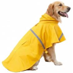 HAPEE Capas de chuva para cães com capuz de tira refletiva, jaqueta poncho para cães grandes ajuste Golden Retriever Doodle (A1-amarelo, 22B (25-29,5 kg))