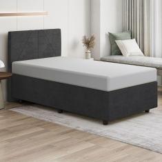 Base Cama Box Viúva Veludo Skybox Cor Preto