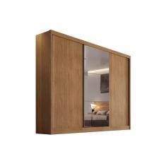 Guarda Roupa Casal Sollo Plus 3 Portas de Correr 8 Gavetas MDF com Espelho Cumaru Móveis Novo Horizonte