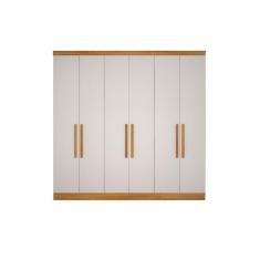 Guarda Roupa Casal Rizon 6 Portas de Bater 4 Gavetas MDF Freijo Cumaru c- Fendi Novo Horizonte