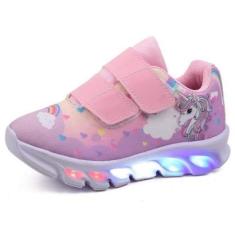 Tenis Infantil De Led Unicornio Calce Facil Meninas LIGHT-Feminino