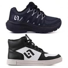 Kit Tênis Infantil De Led Casual Escolar Meninos Basico Street Jogger-Masculino