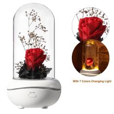 Preservado Aromaterapia Lamp Rose mechine Aroma Essencial Oil Difusor com 7 cores em mudança da Luz Vermelha