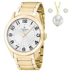 Relógio Champion Feminino E Conjunto Semi Joia Cn25029W