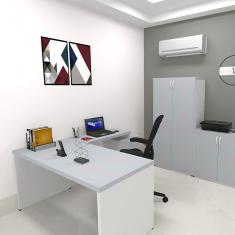 Mesa Reta Natus 40mm 140 Bramov Móveis Branco/Cinza Cristal