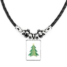 DIYthinker Colar abstrato de árvore de Natal com padrão de origami, joia com torque, pingente de corda de couro