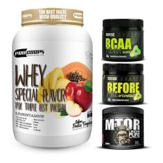 Whey Protein 840g + Bcaa + Pré Treino + M-tor-Unissex