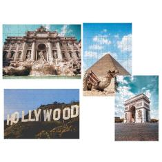 Kit 4 Quebra-cabeças Cognitivos Viagens pelo Mundo de 60 peças