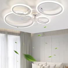 Ventiladores de teto de design com luzes e controle remoto, ventilador de teto moderno e silencioso regulável com lâmpada LED, ventilador de teto DC reversível de 6 velocidades com iluminaçã